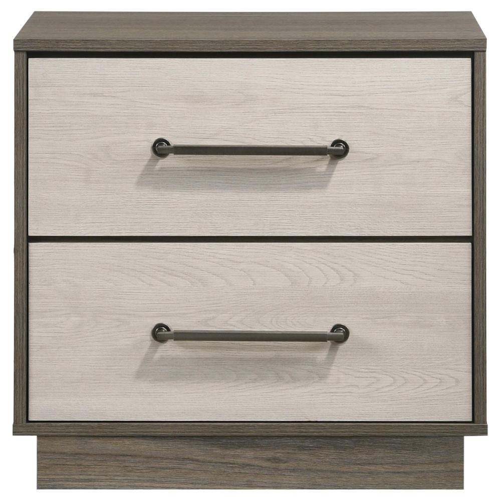 Fene Nightstand, 2 Storage Drawers with Nickel Handles, 24 Inch Gray -BM328691