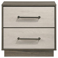 Fene Nightstand, 2 Storage Drawers with Nickel Handles, 24 Inch Gray -BM328691