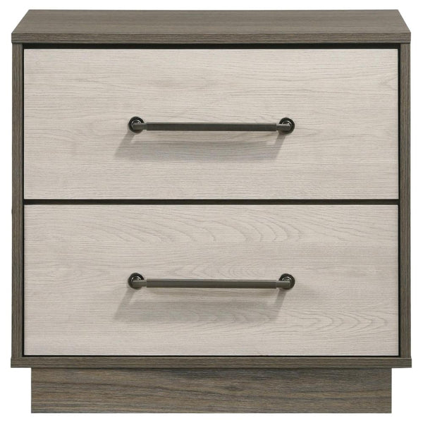 Fene Nightstand, 2 Storage Drawers with Nickel Handles, 24 Inch Gray -BM328691