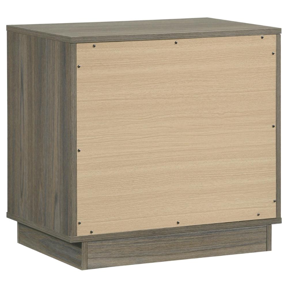 Fene Nightstand, 2 Storage Drawers with Nickel Handles, 24 Inch Gray -BM328691