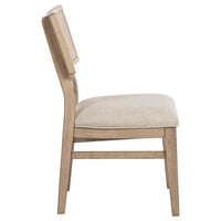 Lno Dining Side Chair Set of 2, Radio Cane Woven Back, Beige Wood -BM328698