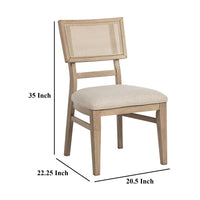 Lno Dining Side Chair Set of 2, Radio Cane Woven Back, Beige Wood -BM328698