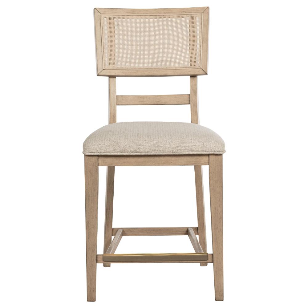 Lno Counter Dining Side Chair Set of 2, Rattan Woven Back, Beige Wood -BM328702