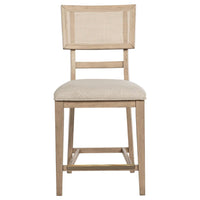 Lno Counter Dining Side Chair Set of 2, Rattan Woven Back, Beige Wood -BM328702
