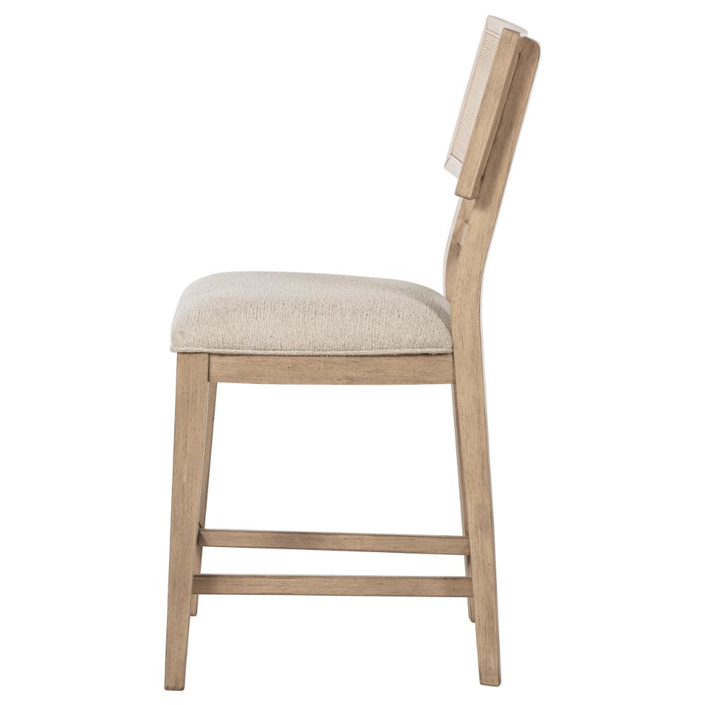 Lno Counter Dining Side Chair Set of 2, Rattan Woven Back, Beige Wood -BM328702