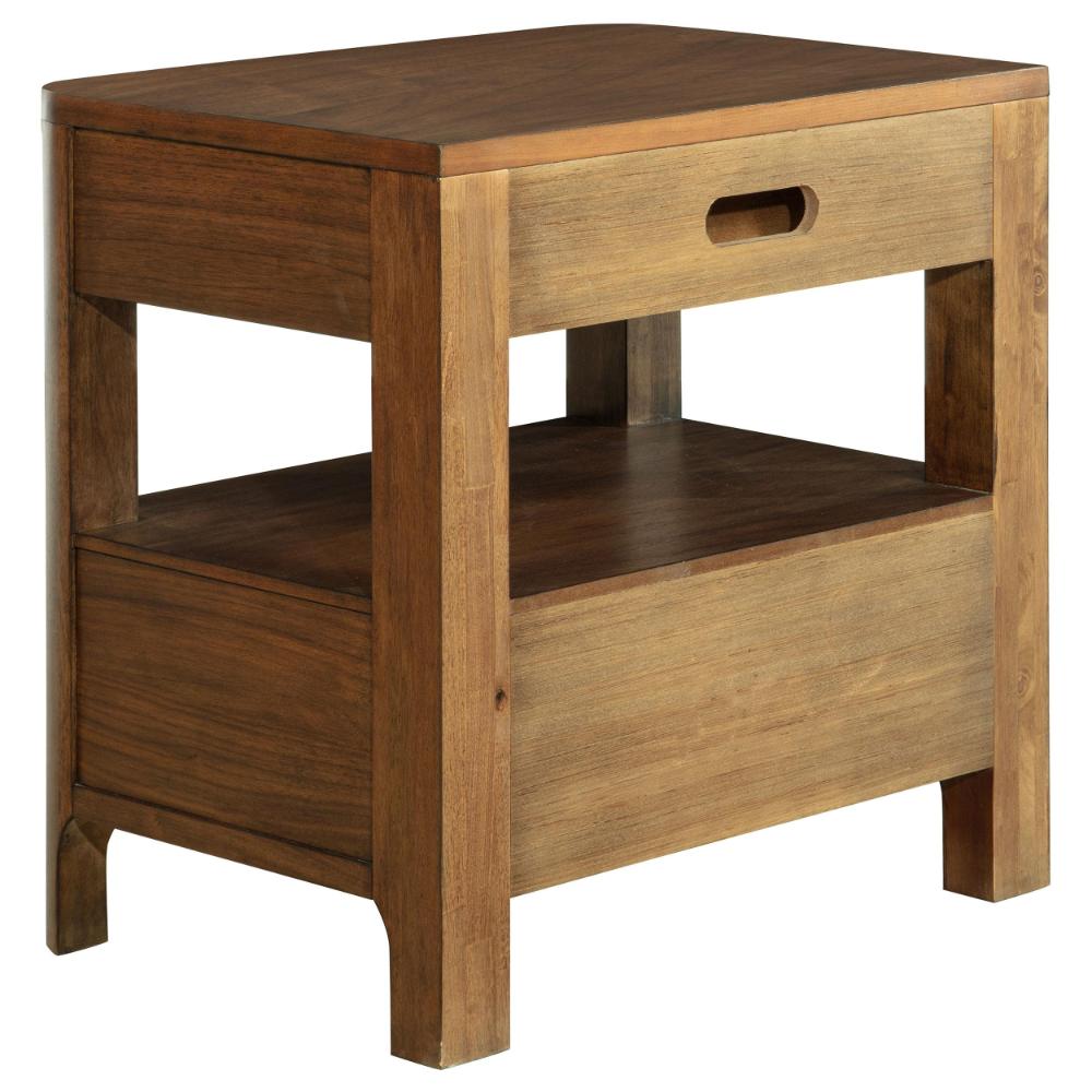 Rie Nightstand w 2 Drawers and Lower Shelf, Walnut Brown Poplar Wood -BM328706