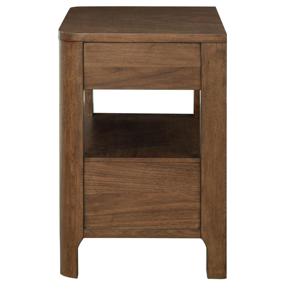 Rie Nightstand w 2 Drawers and Lower Shelf, Walnut Brown Poplar Wood -BM328706