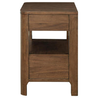 Rie Nightstand w 2 Drawers and Lower Shelf, Walnut Brown Poplar Wood -BM328706