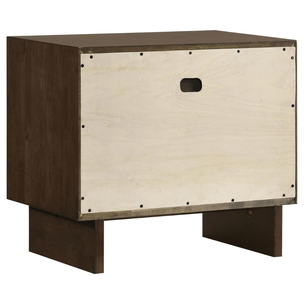 Genu Nightstand, 2 Drawers w Fingertip Handles, Warm Walnut Brown -BM328711
