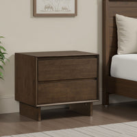 Genu Nightstand, 2 Drawers w Fingertip Handles, Warm Walnut Brown -BM328711