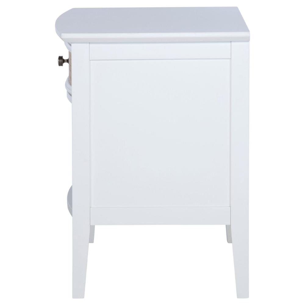 Heo Nightstand, 1 Brown Rattan Woven Drawer, Open Shelf, White Wood -BM328717