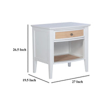 Heo Nightstand, 1 Brown Rattan Woven Drawer, Open Shelf, White Wood -BM328717