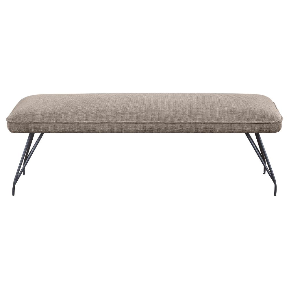Donne Dining Bench, Taupe Brown and Foam Cushion, Metal Legs, 58 Inch -BM328730