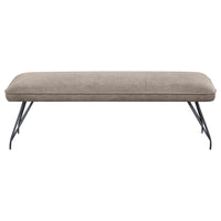 Donne Dining Bench, Taupe Brown and Foam Cushion, Metal Legs, 58 Inch -BM328730