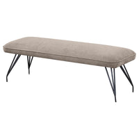 Donne Dining Bench, Taupe Brown and Foam Cushion, Metal Legs, 58 Inch -BM328730