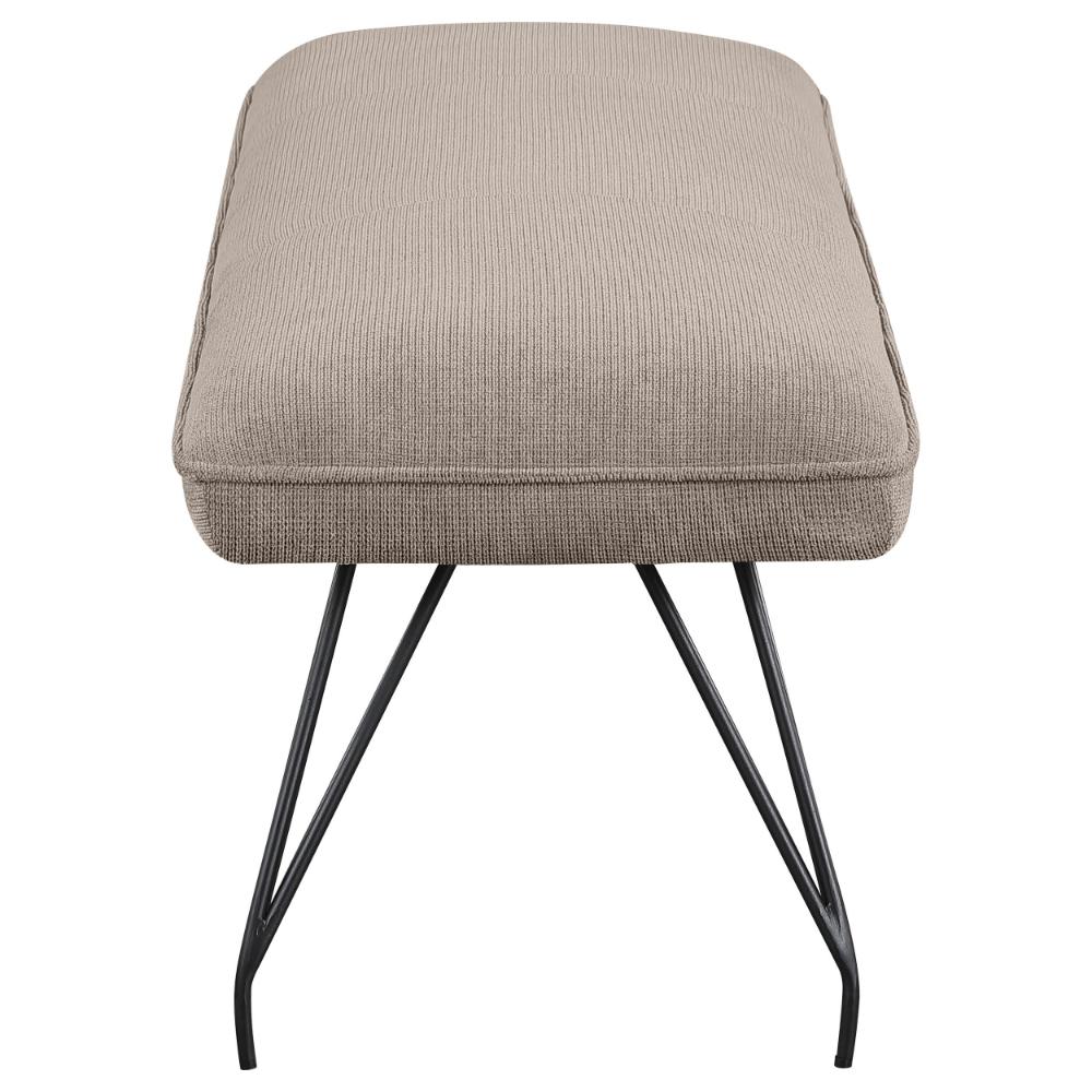 Donne Dining Bench, Taupe Brown and Foam Cushion, Metal Legs, 58 Inch -BM328730