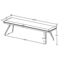 Donne Dining Bench, Taupe Brown and Foam Cushion, Metal Legs, 58 Inch -BM328730