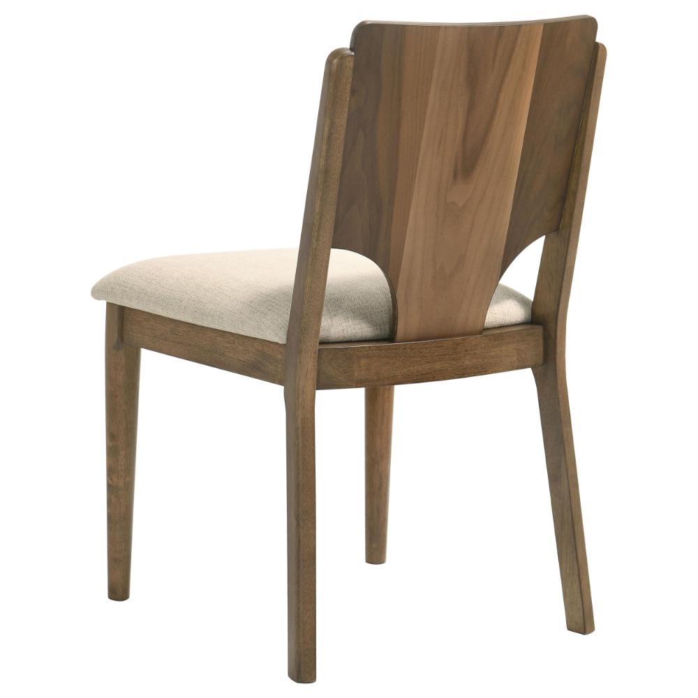 Billie Dining Chair Set of 2, Beige Fabric Seat, Brown Hardwood Frame -BM328733