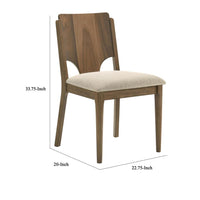 Billie Dining Chair Set of 2, Beige Fabric Seat, Brown Hardwood Frame -BM328733