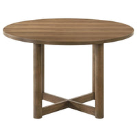 Billie Dining Table, Brown Wood Frame, Cross Legs, Round 46 Inch -BM328734