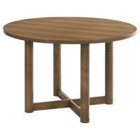 Billie Dining Table, Brown Wood Frame, Cross Legs, Round 46 Inch -BM328734
