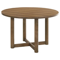 Billie Dining Table, Brown Wood Frame, Cross Legs, Round 46 Inch -BM328734