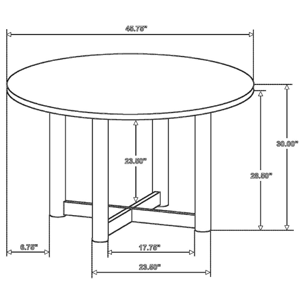 Billie Dining Table, Brown Wood Frame, Cross Legs, Round 46 Inch -BM328734