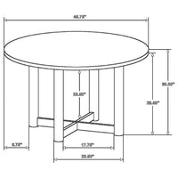 Billie Dining Table, Brown Wood Frame, Cross Legs, Round 46 Inch -BM328734