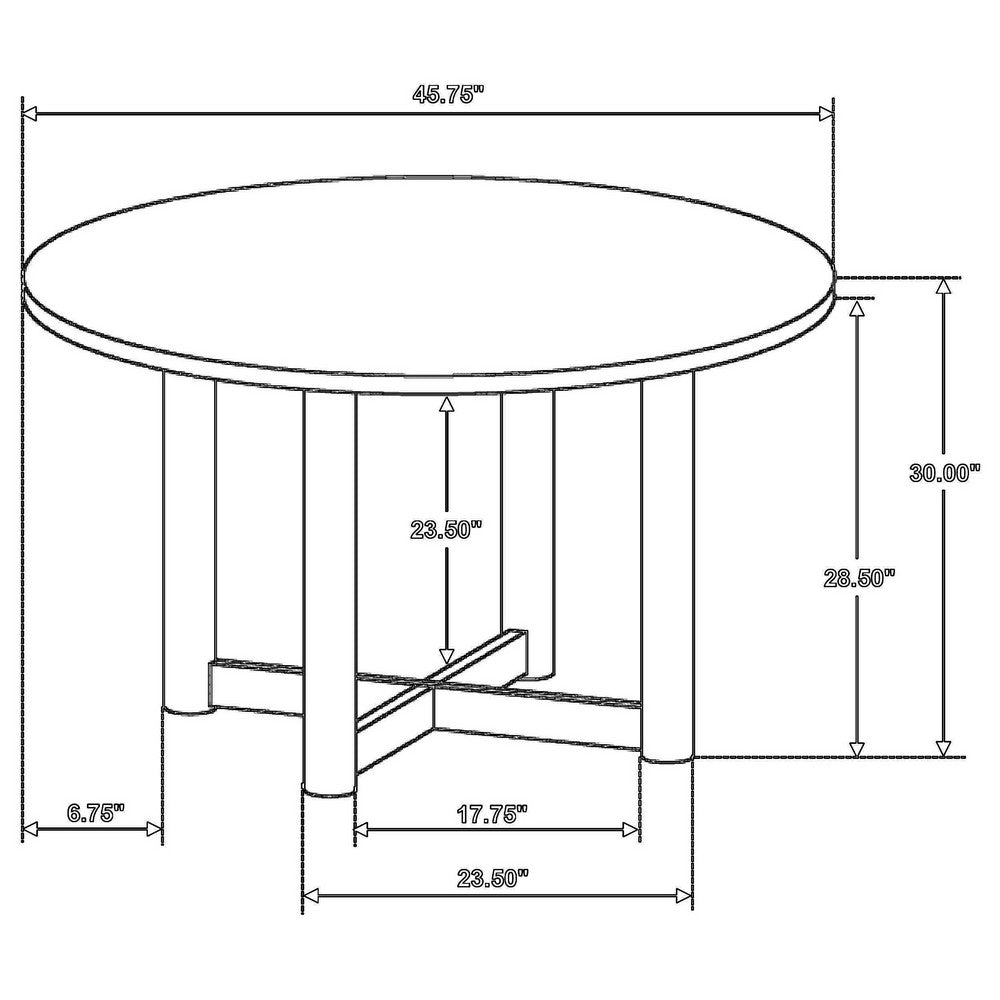 Billie Dining Table, Brown Wood Frame, Cross Legs, Round 46 Inch -BM328734