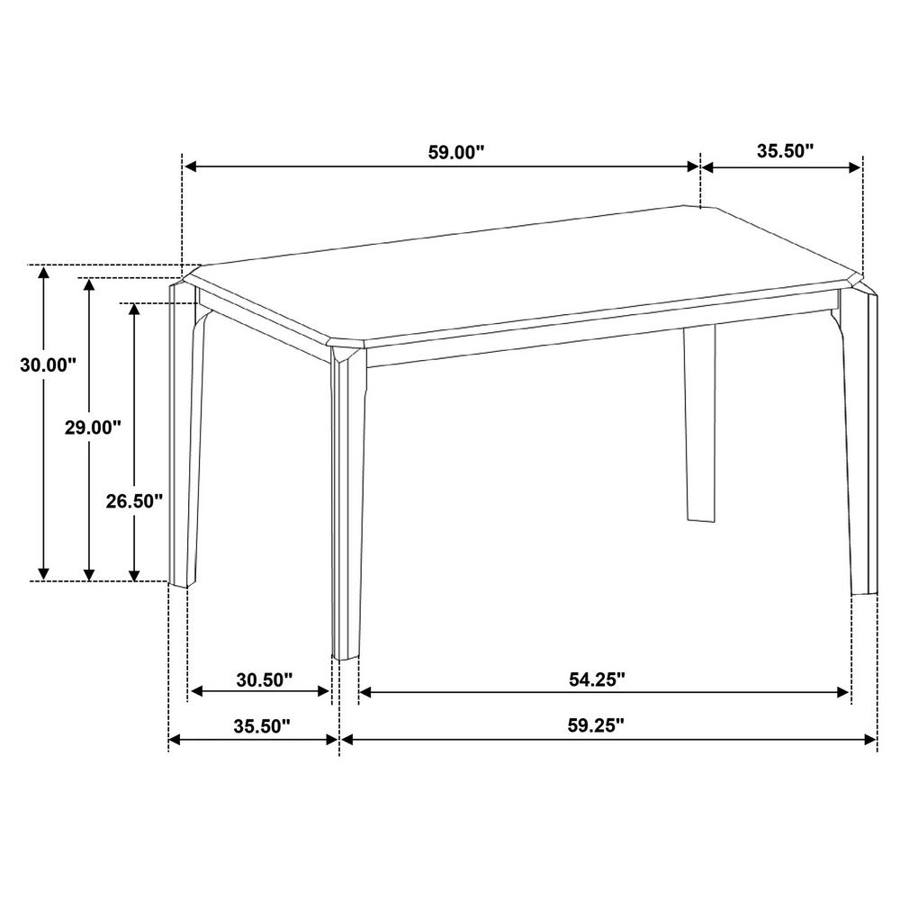Montena Dining Table, Dark Brown Hardwood, Rectangular 59 Inch Top -BM328736
