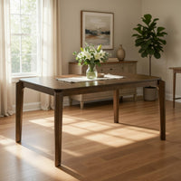Montena Dining Table, Dark Brown Hardwood, Rectangular 59 Inch Top -BM328736