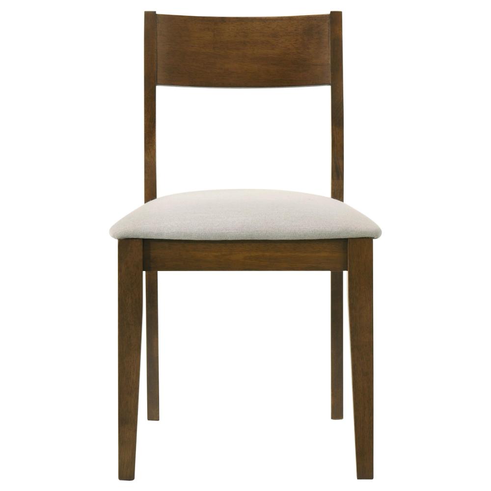 Montena Dining Chair Set of 2, White Fabric Seat, Dark Brown Wood -BM328737