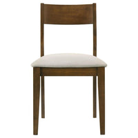 Montena Dining Chair Set of 2, White Fabric Seat, Dark Brown Wood -BM328737