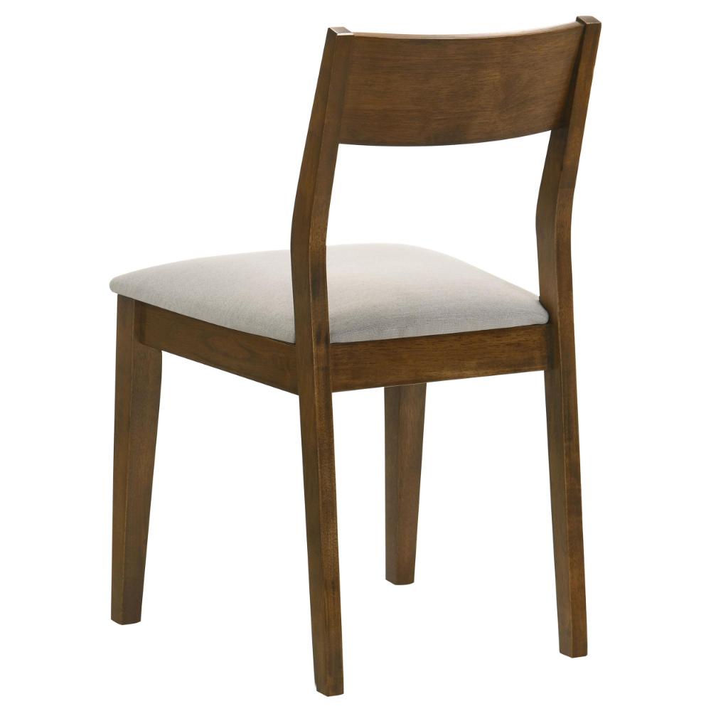 Montena Dining Chair Set of 2, White Fabric Seat, Dark Brown Wood -BM328737