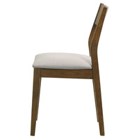 Montena Dining Chair Set of 2, White Fabric Seat, Dark Brown Wood -BM328737