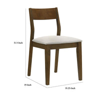 Montena Dining Chair Set of 2, White Fabric Seat, Dark Brown Wood -BM328737