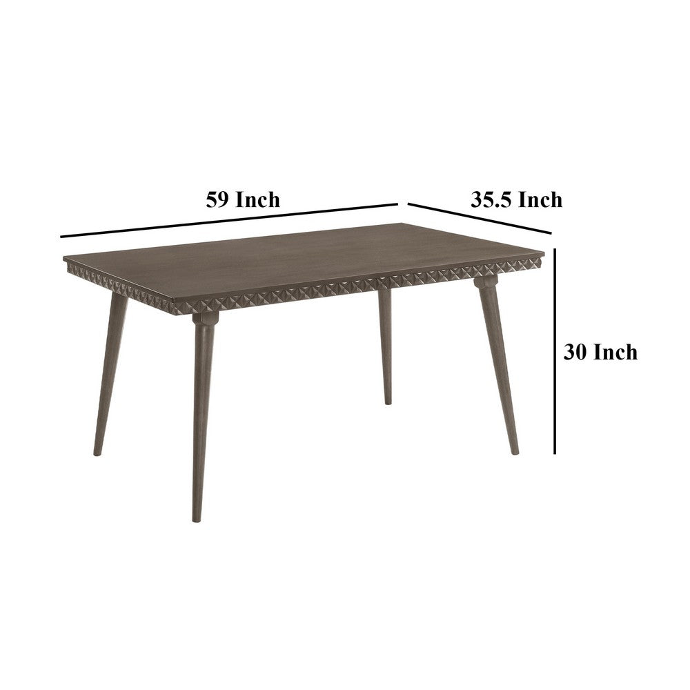 Nolan Dining Table, Dark Brown Hardwood, Rectangular 59 Inch Top -BM328738