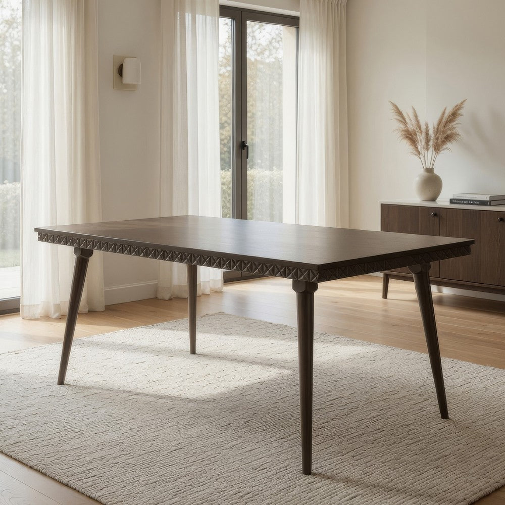 Nolan Dining Table, Dark Brown Hardwood, Rectangular 59 Inch Top -BM328738