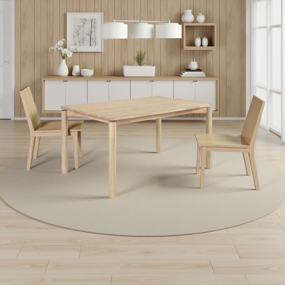 Rida Dining Table, White Washed Hardwood, Rectangular 59 Inch Top -BM328740