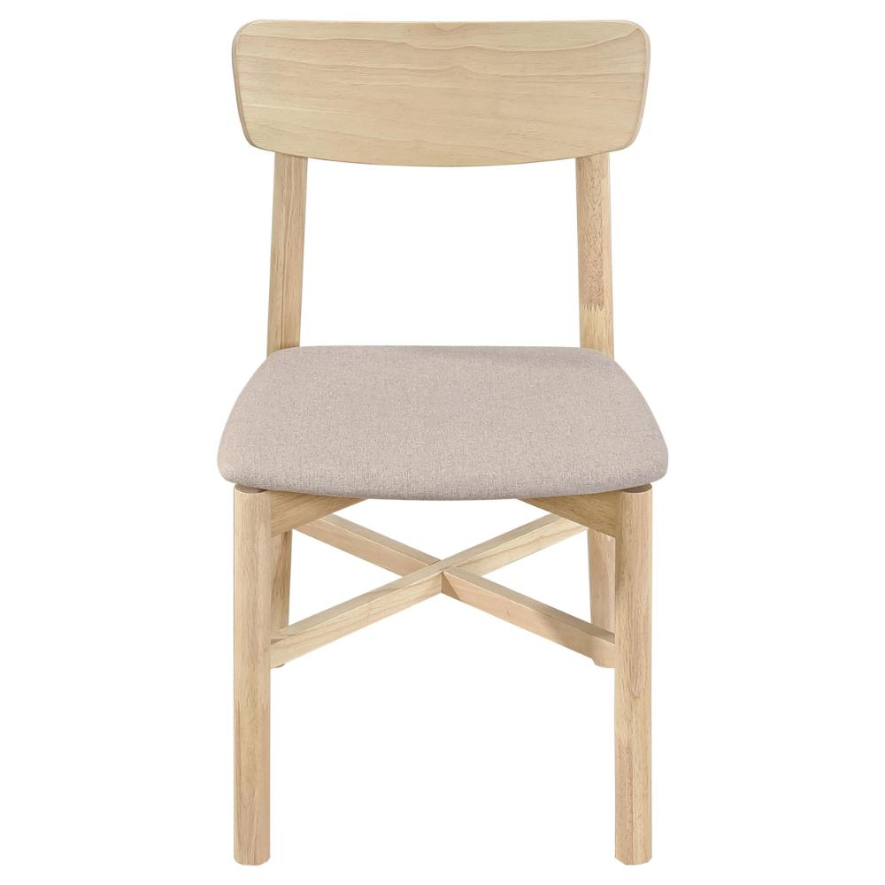 Rida Dining Side Chair Set of 2, Gray Fabric, White Washed Hardwood -BM328741