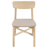 Rida Dining Side Chair Set of 2, Gray Fabric, White Washed Hardwood -BM328741