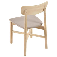 Rida Dining Side Chair Set of 2, Gray Fabric, White Washed Hardwood -BM328741