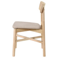 Rida Dining Side Chair Set of 2, Gray Fabric, White Washed Hardwood -BM328741