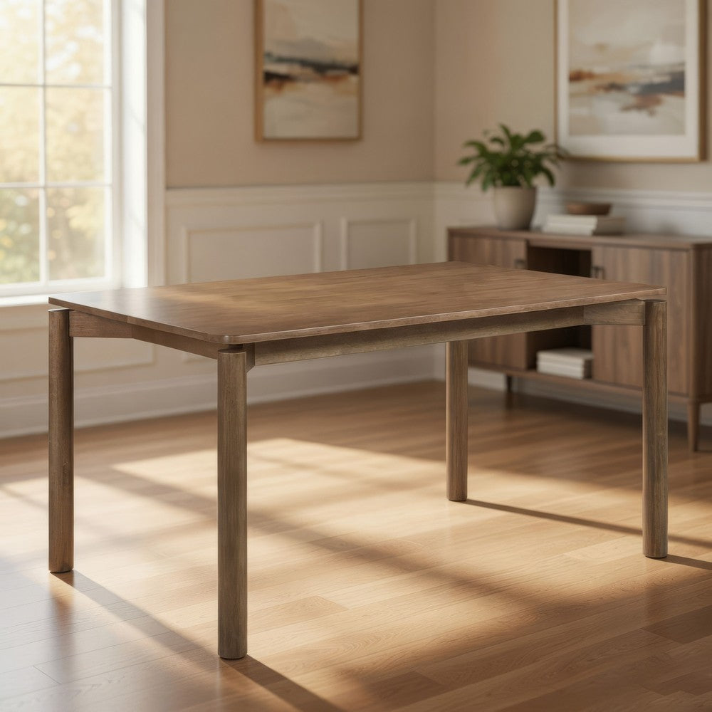 Rida Dining Table, Rich Dark Brown Hardwood, Rectangular 59 Inch Top -BM328742