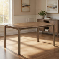 Rida Dining Table, Rich Dark Brown Hardwood, Rectangular 59 Inch Top -BM328742