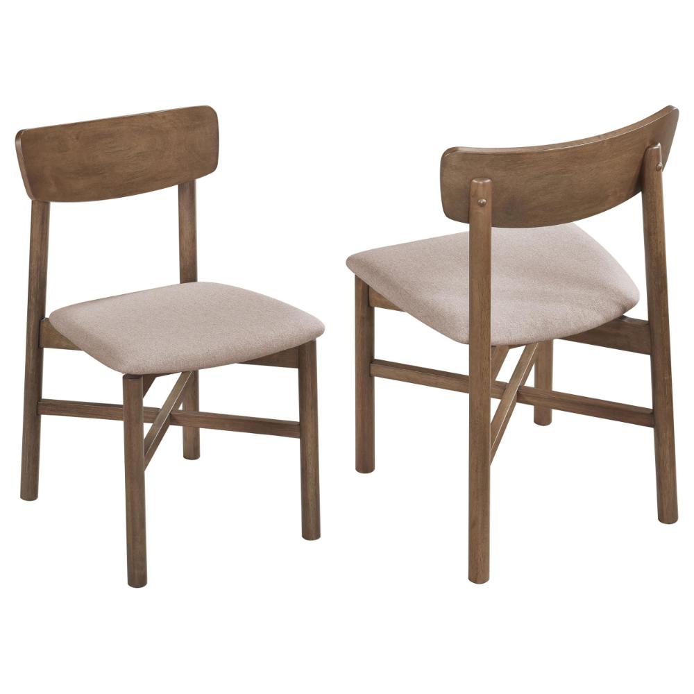 Rida Accent Dining Chair Set of 2, Gray Fabric, Dark Brown Hardwood