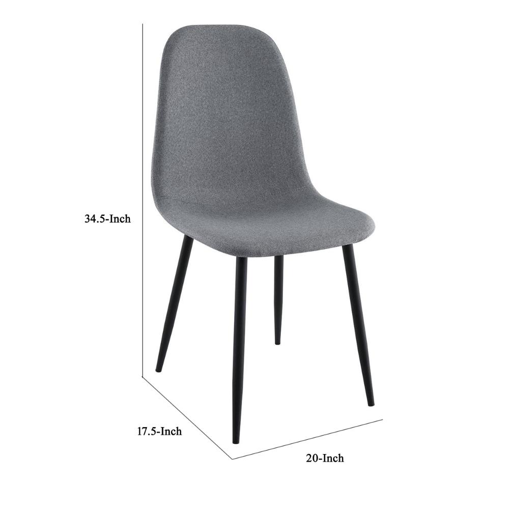 Dinar Dining Chair Set of 4, Gray Fabric Bucket Seat, Black Metal Legs -BM328749
