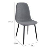 Dinar Dining Chair Set of 4, Gray Fabric Bucket Seat, Black Metal Legs -BM328749