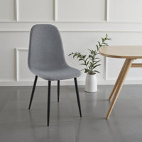 Dinar Dining Chair Set of 4, Gray Fabric Bucket Seat, Black Metal Legs -BM328749