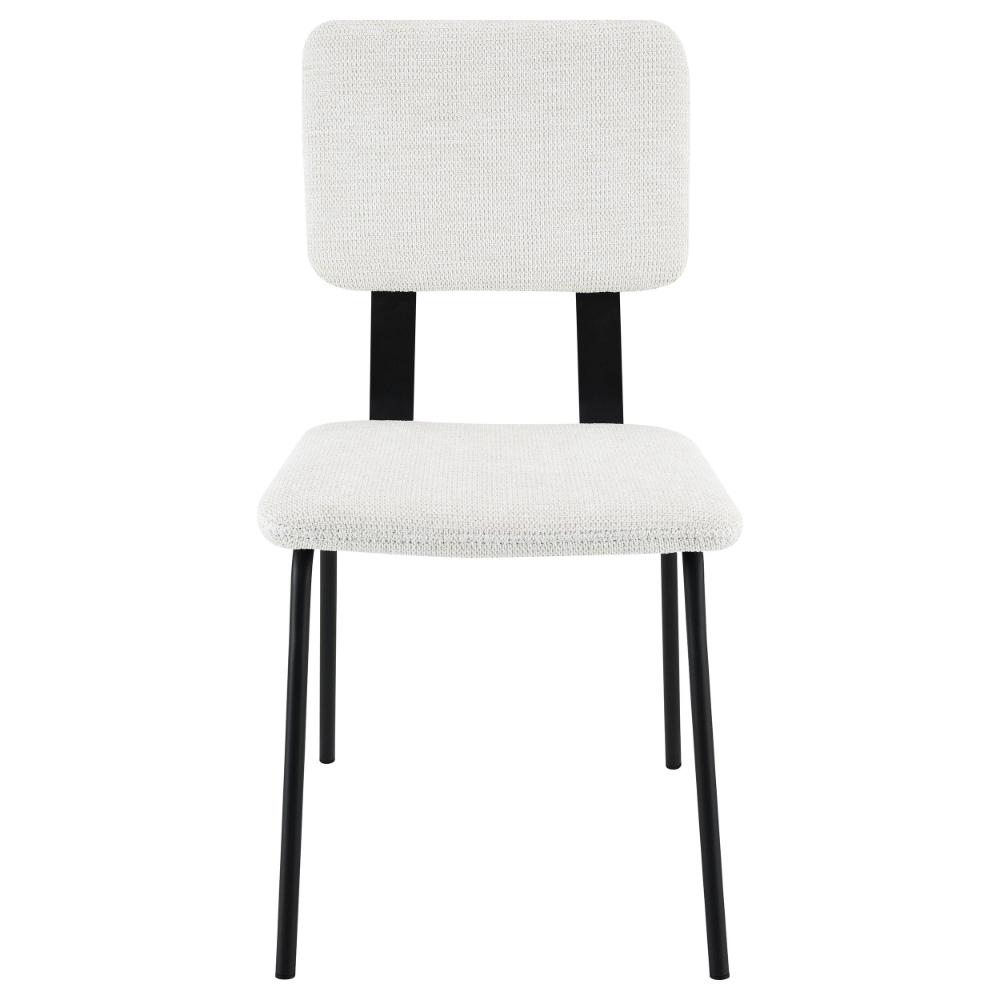 Kelli Dining Chair Set of 2, White Fabric Foam Cushions, Black Metal -BM328750
